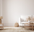 canvas print picture - Minimalist modern living room interior background, Scandinavian style, 3D render