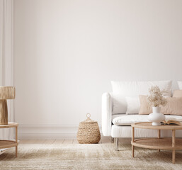 minimalist modern living room interior background, scandinavian style, 3d render