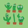 Zestaw słodkich kreskówkowych kaktusów