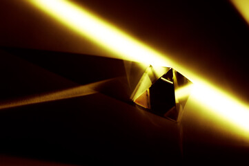 Wall Mural - Glass pyramid in abstract yellow light