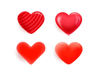 Aufkleber - Red hearts icons set isolated on transparent background