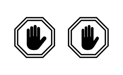 Wall Mural - Stop icon vector. stop road sign. hand stop sign and symbol. Do not enter stop red sign with hand