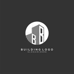 BB initial monogram building logo for real estate with creative circle style design