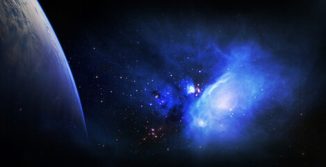 Wall Mural - space and glowing nebula background. elements of this image furnished by nasa.