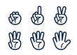 Hand gesture icon set with finger count