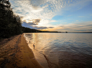 Wall Mural - sunset on the river