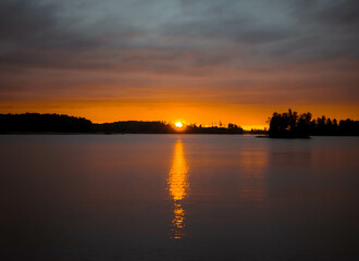 Poster - sunset on the river