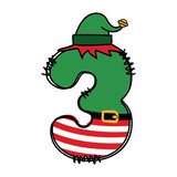 Fototapeta Dinusie - Christmas number 3, Christmas Grinch Numbers Three, Cute Xmas Numbers