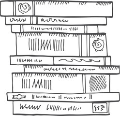 Wall Mural - book stack sketch. hand drawn knowledge symbol