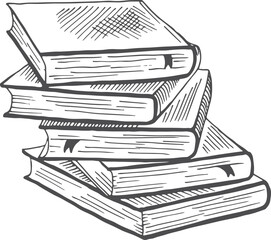 Wall Mural - bookpile icon. book heap sketch. studying symbol