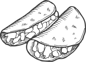 Canvas Print - Taco sketch. Traditional mexican fast food dish