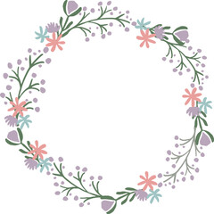 Wall Mural - round floral frame. cute flower decorative ornament