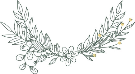 Wall Mural - ornate botanical branch header. decorative floral element