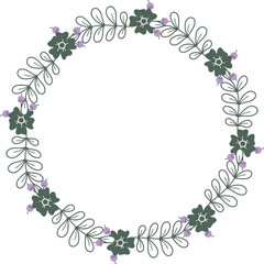 Wall Mural - decorative floral wreath. round black line frame