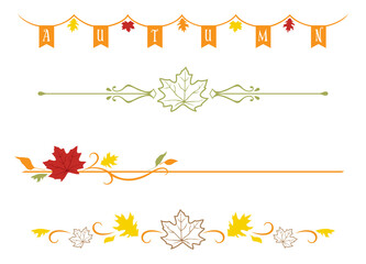 A set of Autumn leaves themed divider lines
