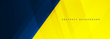 Dark Blue And Yellow Abstract Background. Blue And Yellow Modern Abstract Wide Banner With Geometric Shapes. Vector Illustration
