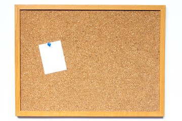 Wall Mural - Corkboard with white note paper placed on white background with copy space