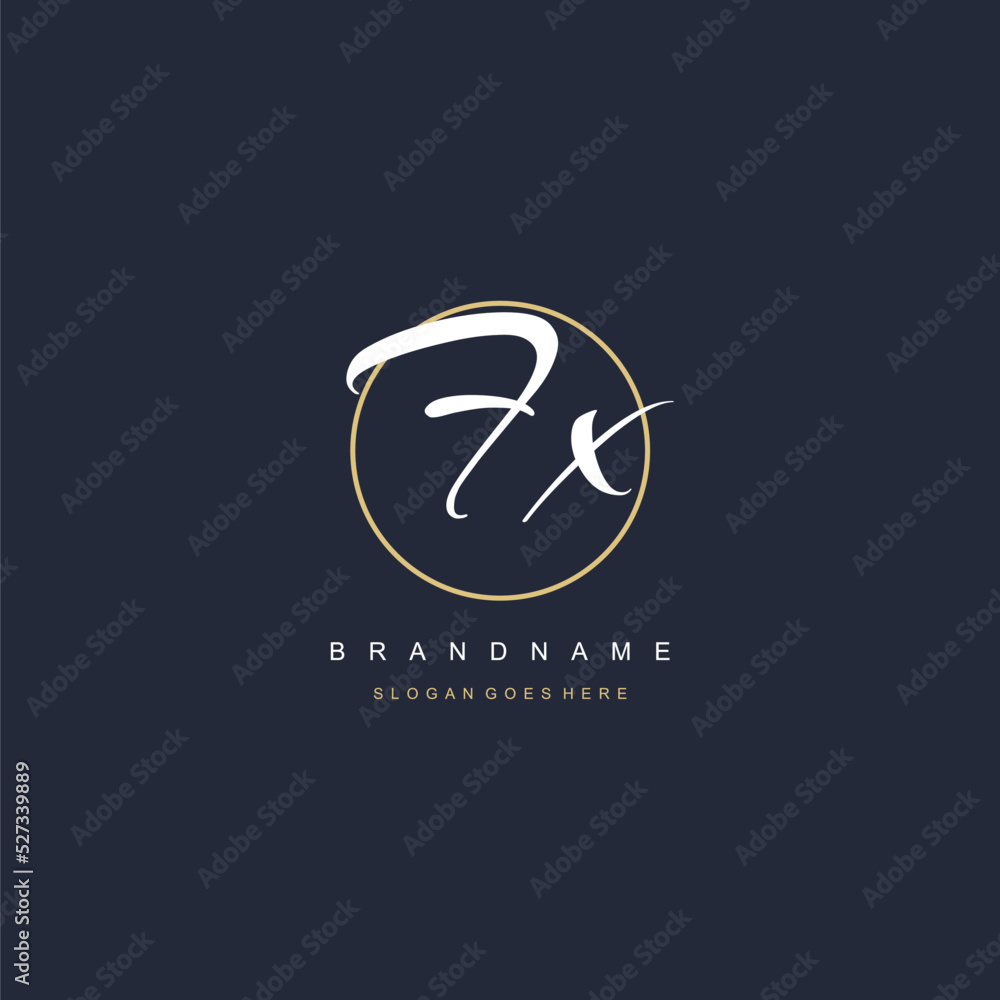 Initial letter FX logo monogram feminine style with circle line design ...