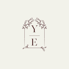 YE old window shape wedding initial logo