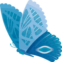 Decorative Summer Butterfly. Blue Fantasy Moth Flying