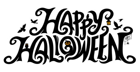 Wall Mural - Happy Halloween Text Banner, Vector