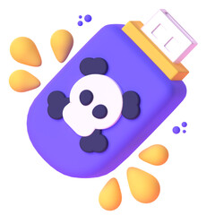 Bad USB in 3d render for graphic asset web presentation or other