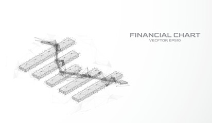 Leinwandbilder - Abstract vector technology low poly business, financial chart analytics. Digital wireframe mesh style finance economic trending monitoring illustration background.