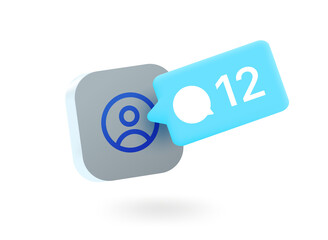 Poster - Chat answers concept. 3d vector mobile application icon with notification