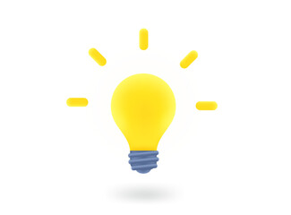 Fototapete - Bright lightbulb 3d vector icon