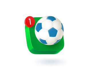 Fototapete - Soccer. 3d vector mobile application icon