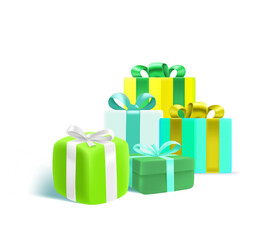 Aufkleber - Gift boxes with color bows vector set.