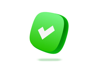 Aufkleber - Green button with checkmark on green backgrond. 