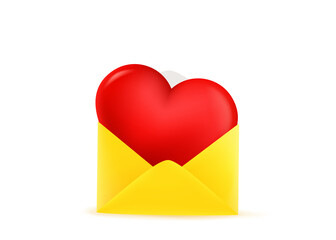 Poster - Paper envelope with heart. Mailing with love concept.