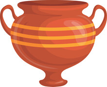 Ceramic Pot. Traditional Greek Vessel. Cartoon Clay