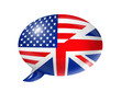 UK and USA flags speech bubble