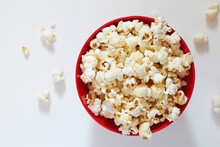 Overhead View Of Bowl Of Popcorn