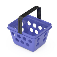 Wall Mural - Blue Cartoon Minimal Style Grocery Shopping Basket. 3d Rendering