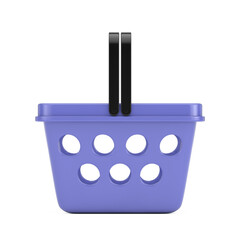 Poster - Blue Cartoon Minimal Style Grocery Shopping Basket. 3d Rendering