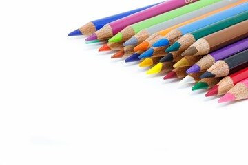 Wall Mural - Group of colorful pencils isolated on the white background