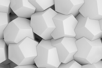 Poster - White Abstract Futuristic Polygons Platronic Cubes Structure Background. 3d Rendering