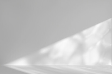 Poster - Shadow of Window and Sunlight on Empty Room White Wall and Floor. 3d Rendering