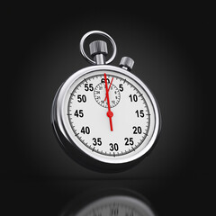 Poster - Classic Chrome Stopwatch. 3d Rendering