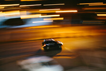 Blurred Motion Of Car On Road At Night