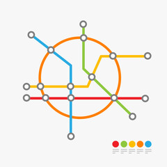 Sticker - Underground Circle Metro Map or Subway Transportation Scheme. Vector