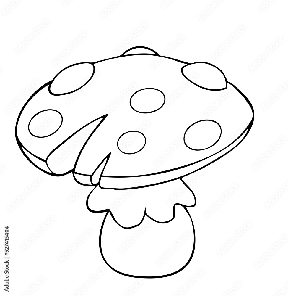 Mushroom toadstool. Element for coloring page. Cartoon style. Stock ...