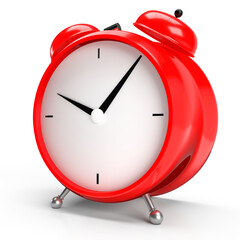 Wall Mural - Alarm clock on white background. 3D rendering