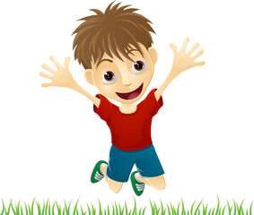 Poster - Young happy boy jumping