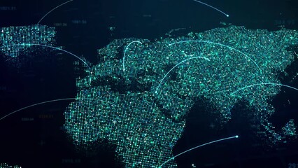 Wall Mural - global internet connection on digital earth map, modern world data connectivity technology concept, 