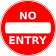 Vector graphic of a uk warning of a no entry ahead road sign. It consists of a white bar and the words no entry contained within a red circle