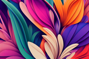 Canvas Print - beautiful colourful floral background, abstract nature wallpaper, rainbow color flowers, zen spa aromatherapy massage, 3d render, 3d illustration